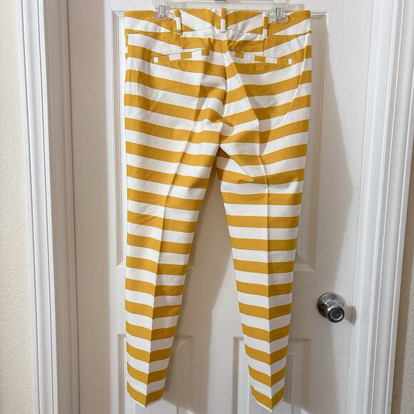 New York & Company The Audrey Pant Slim leg Ankle sz 8 Mustard Yellow & Off Wht - Picture 6 of 7